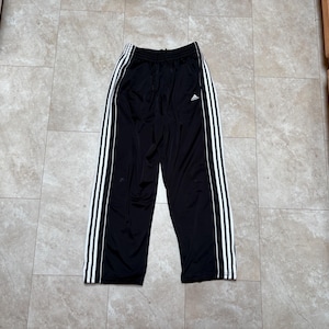 Vintage Adidas Pants Track Stripe Y2K Black White 2000&#39;s Men&#39;s Medium