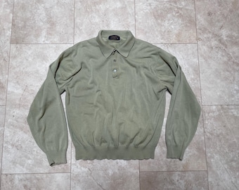 Maglione/camicia vintage Brooks Brothers, verde, in cotone, anni '90, da uomo, taglia M.