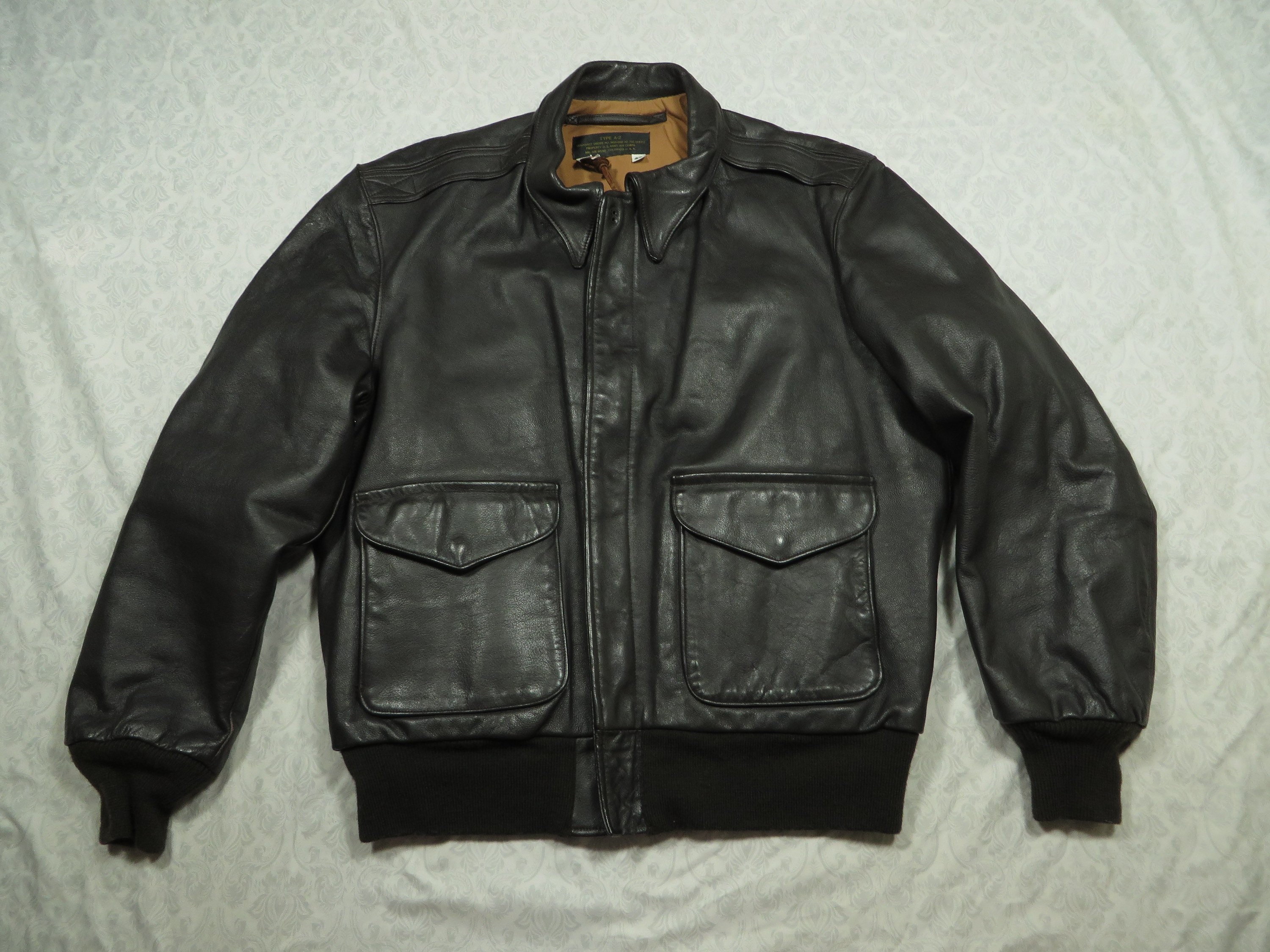 Vintage Leather Flight Jacket Brown Pilot Bomber A-2 Mil Air Wear  