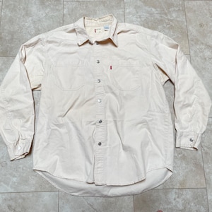 Vintage Levi&#39;s Denim Shirt Yellow Tan Metal Buttons Button Down Long Sleeve 90’s Men’s Oversized Large