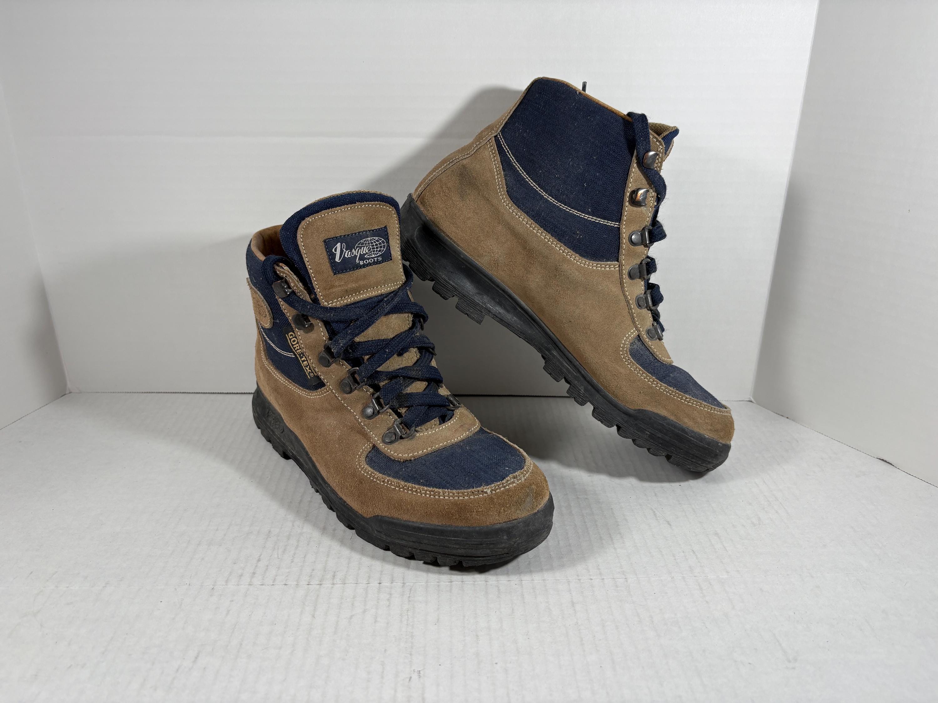 Vintage Vasque Hiking Boots Skywalk Goretex Blue Brown Ankle 90's