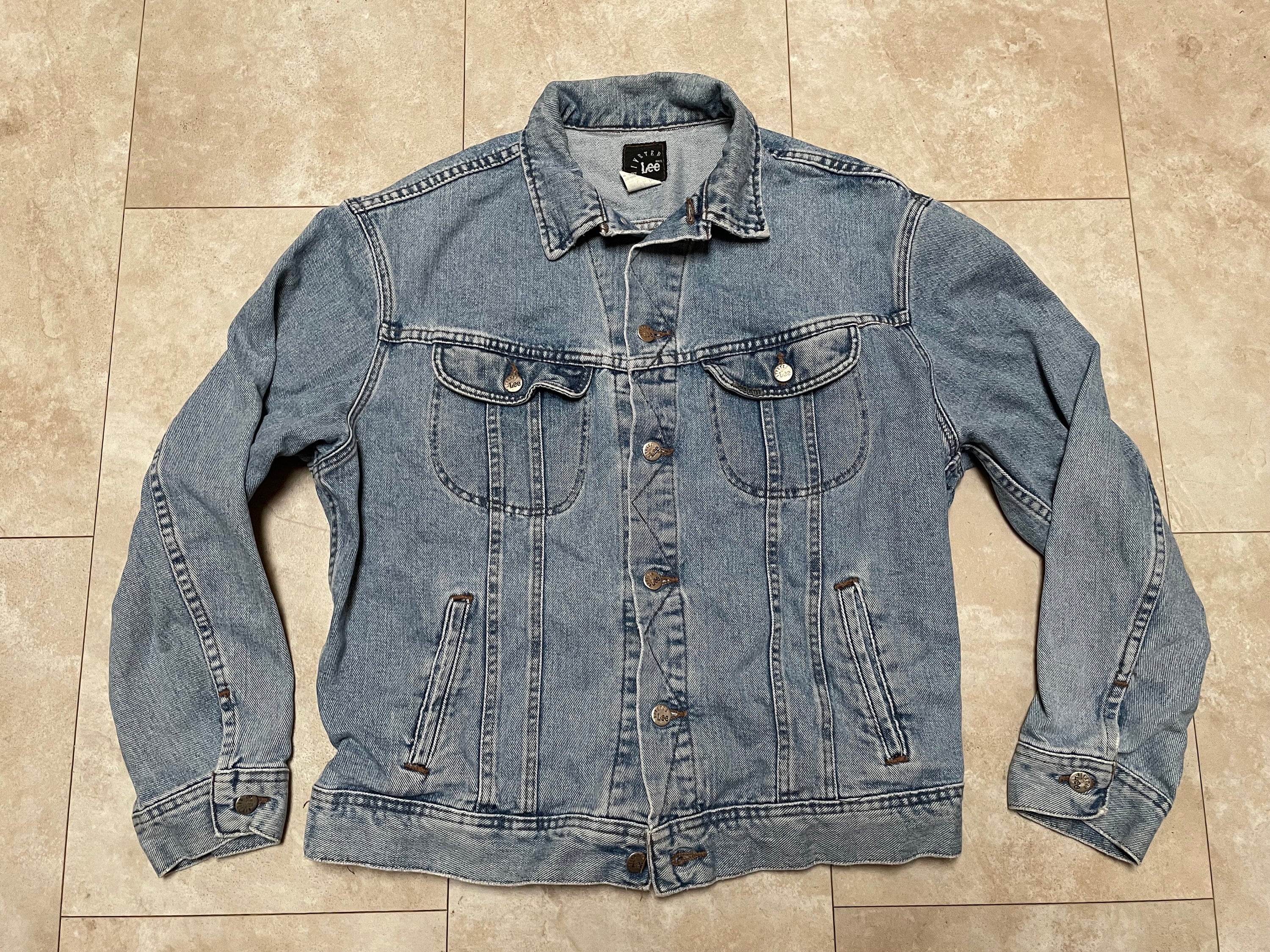 Vintage Lee Denim Jacket: 90s Riveted Light Blue, Oversized Fit - Etsy