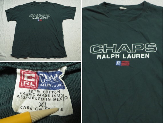 Vintage Chaps Tee shirt Ralph Lauren Green Red Sp… - image 1