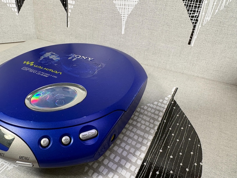 Vintage Sony CD Walkman: D-E350 Blue Portable Player, Fully Tested Headphones image 4