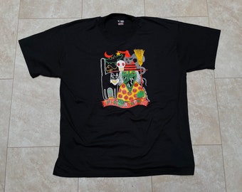 Vintage Halloween Light-Up Tee: Skeleton Witch Graphic, 90s USA Made XL