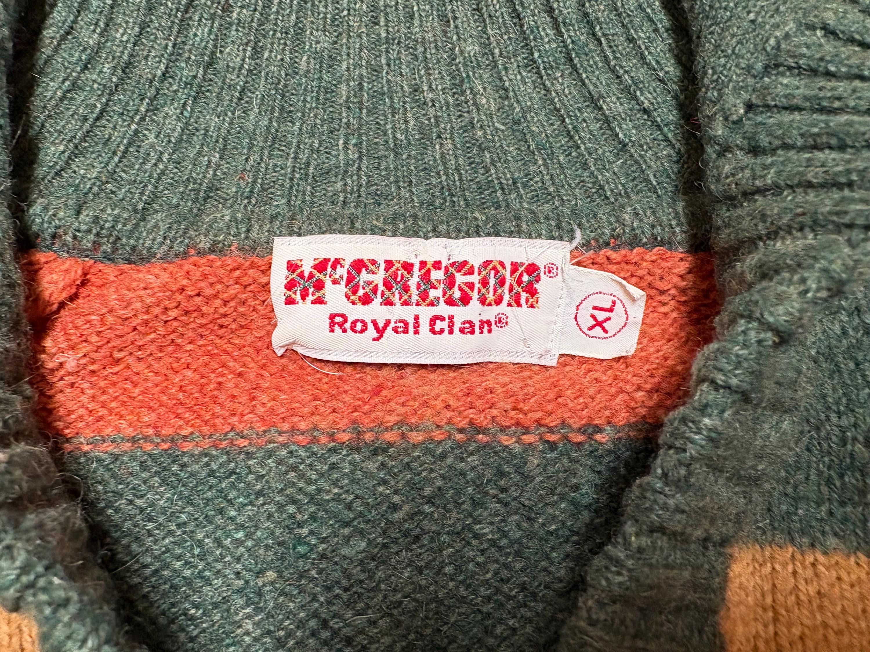 Vintage Mcgregor Sweater Green Royal Clan 70's Men's XL Made