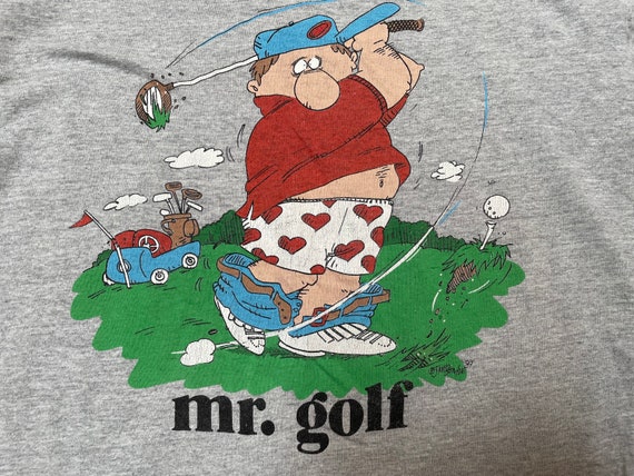 Vintage Mr Golf Tee Shirt Cartoon Comic Grey 90’s… - image 3