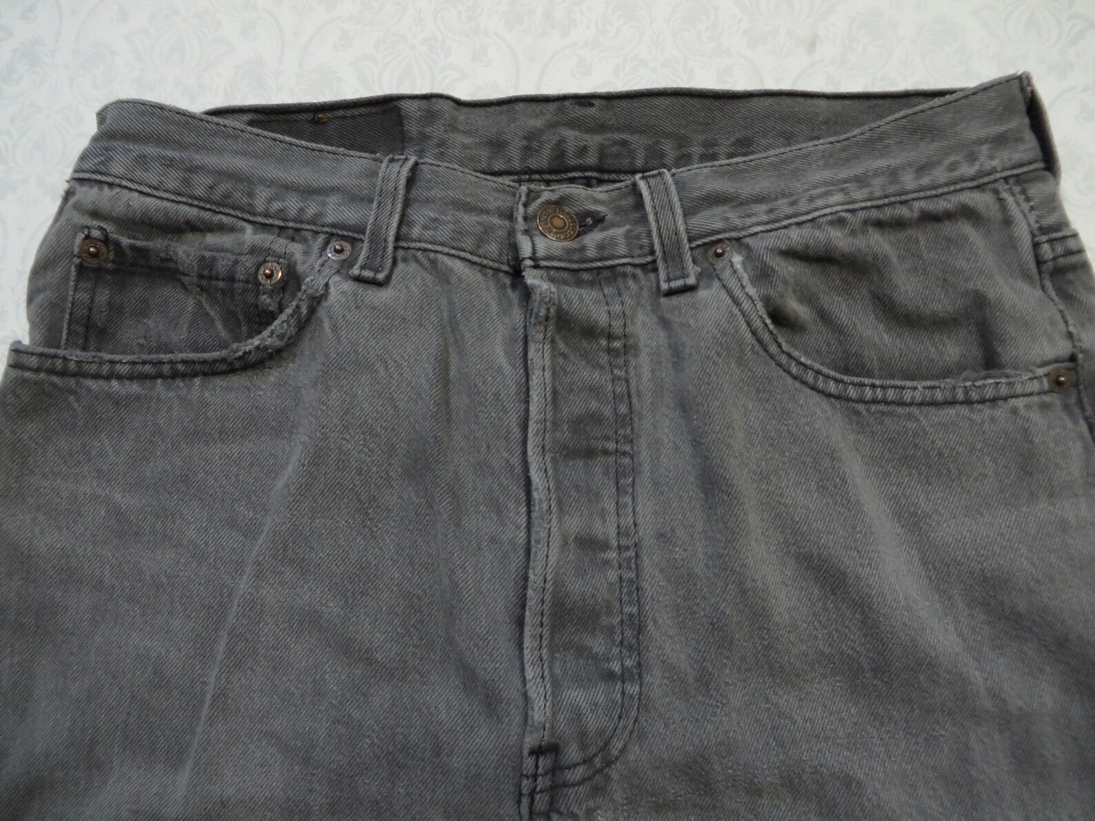 Vintage Levi's 501 Jeans 90s Grey Red Tab Denim Actual | Etsy