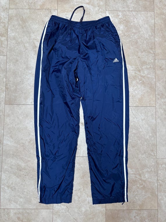 Vintage Adidas Pants Track Stripe Y2K Blue White 2000's Men's