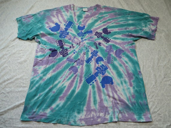 Vintage Woodstock Tee Shirt 1994 Tie Dye Blue Swi… - image 2