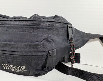 Vintage Jansport Fanny Pack Waist Lumbar Sling Bag 90's Black