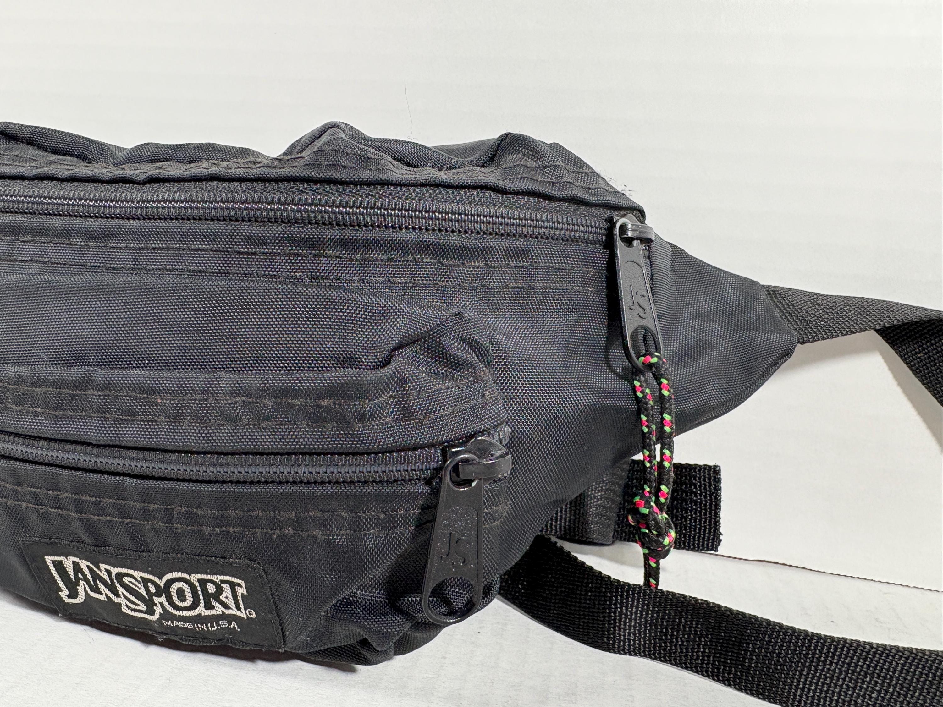 Vintage Jansport Fanny Pack Waist Lumbar Sling Bag 90's Black