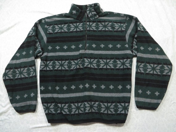 Vintage Nautica Fleece Blue Green Pullover Christ… - image 2