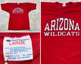 Vintage Arizona Wildcats Jersey Champion Football Red White 80's Men's Large fits like Medium Made in USA