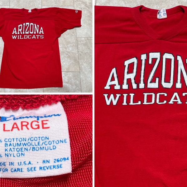 Vintage Arizona Wildcats Jersey Champion Football Red White 80's Men's Large fits like Medium Made in USA