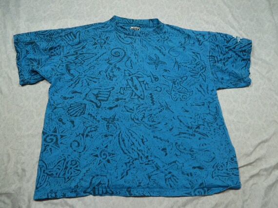 Vintage Surf Tee Shirt Blue All Over Print IDX Co… - image 2