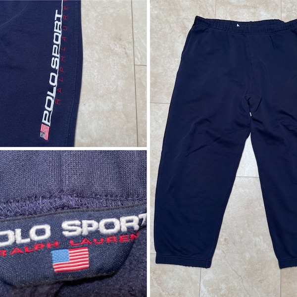 Vintage Polo Sport Sweat Pants Blue Black 90's Men's XXL
