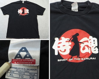 Vintage Spirit of the Samurai Tee Shirt Black Red Alstyle 2000’s Men’s XL