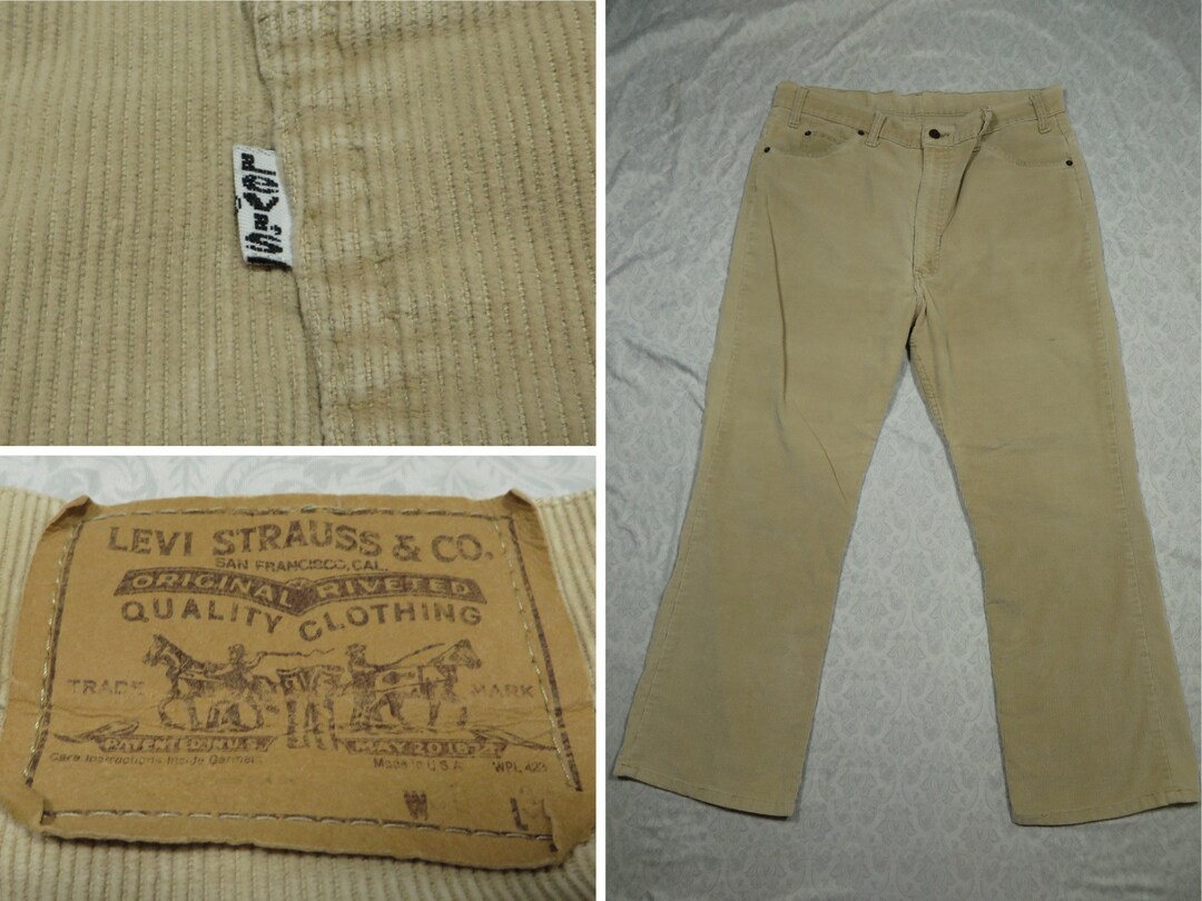 Vintage Levi's 517 Corduroy Pants Tan Brown 80s White Tab