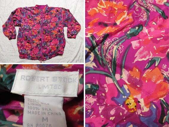 Vintage Robert Stock Silk Bomber Jacket 90’s Desig