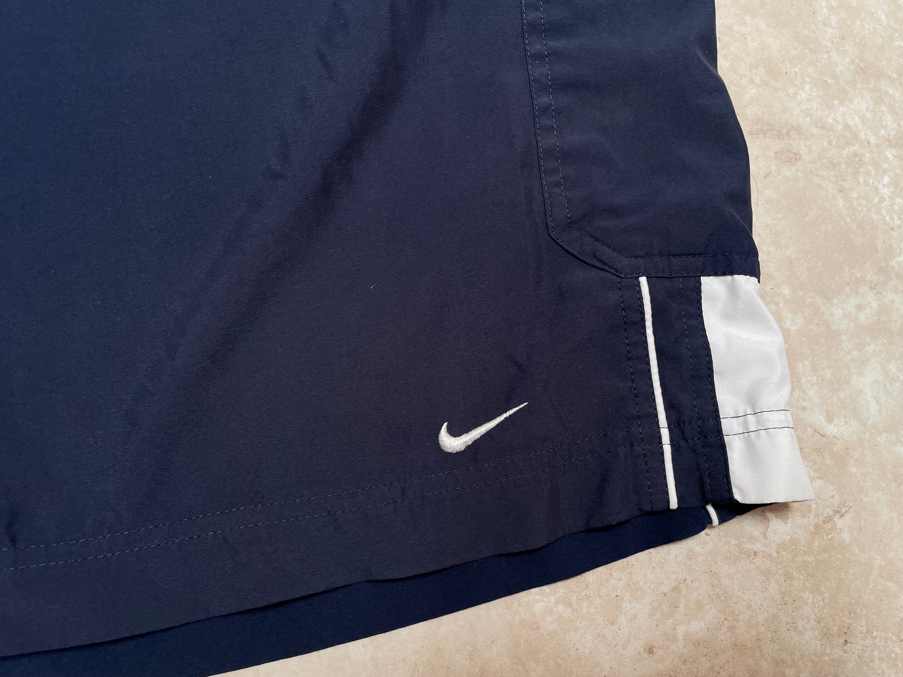 Vintage Nike Shorts Blue Baggy Cargo Pockets White Swoosh Y2K