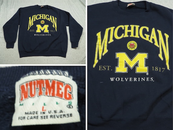 Vintage Michigan Sweatshirt Blue Wolverines Nutme… - image 1