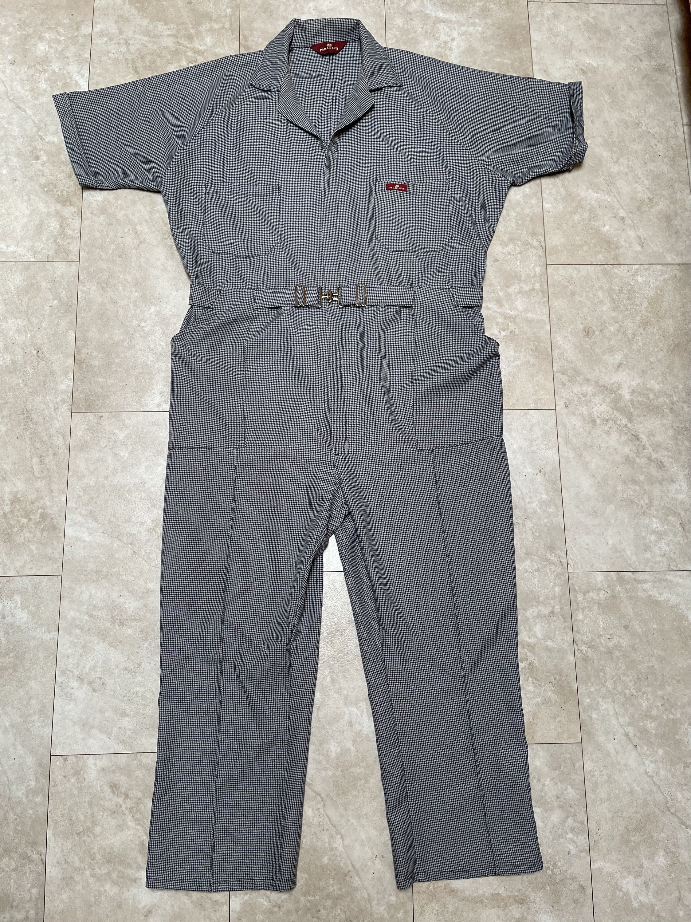 Vintage Para Suit Jumpsuit Coveralls Houndstooth Zipper Vintage Para Suit Jumpsuit Coveralls Houndstooth Zipper
