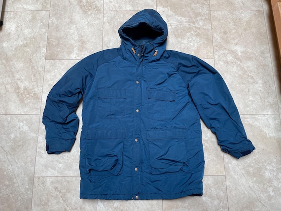 Vintage L.l.bean Parka Jacket Blue Insulated Hood 80's Men's