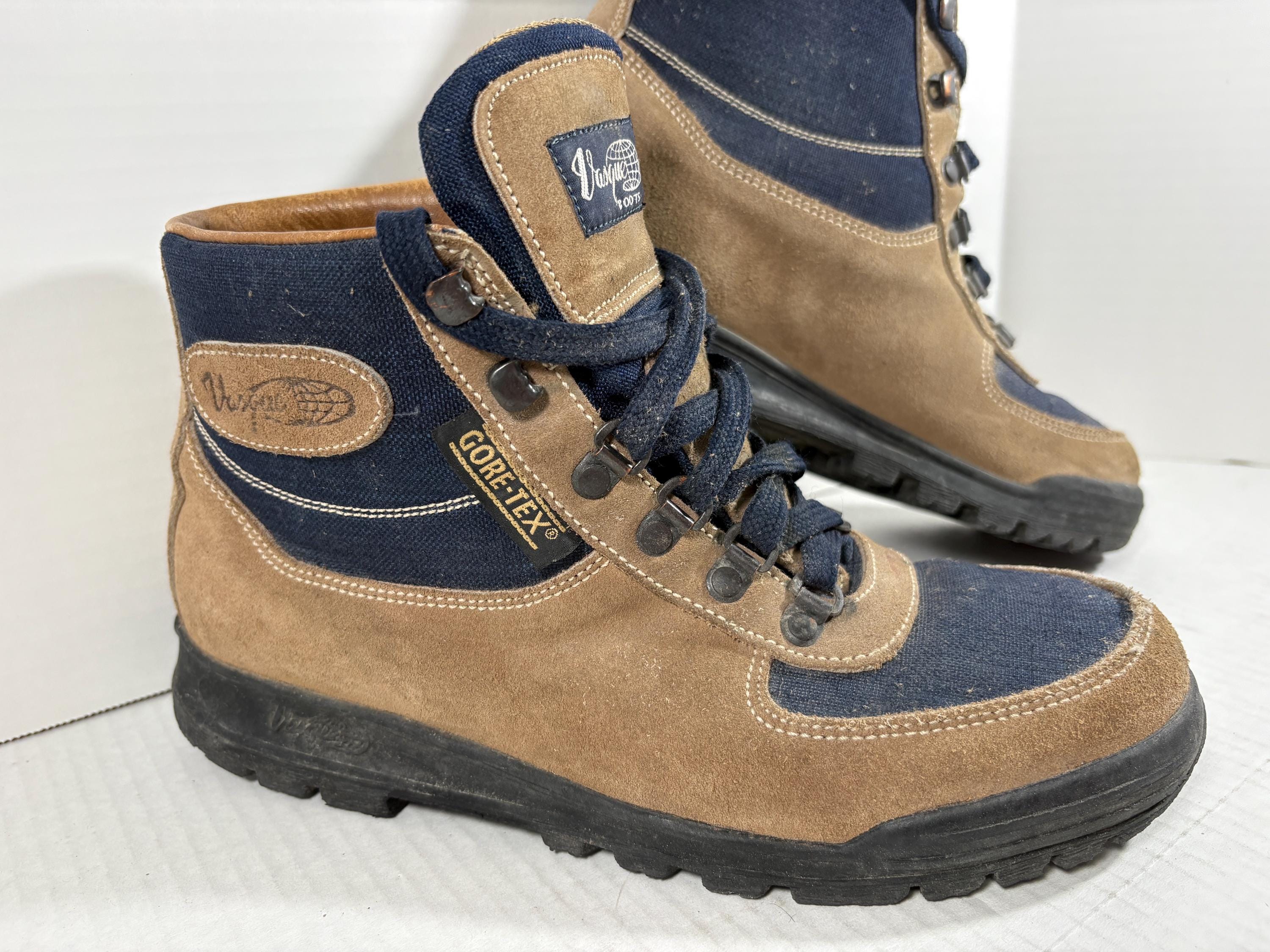 Vintage Vasque Hiking Boots Skywalk Goretex Blue Brown Ankle 90's