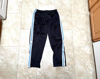 Pantaloni vintage Nike neri, blu e bianchi, con Swoosh, anni 2000, taglia M da uomo