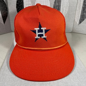 Vintage Houston Astros Hat Orange Blue Star Deadstock Twins Snapback Trucker 80’s