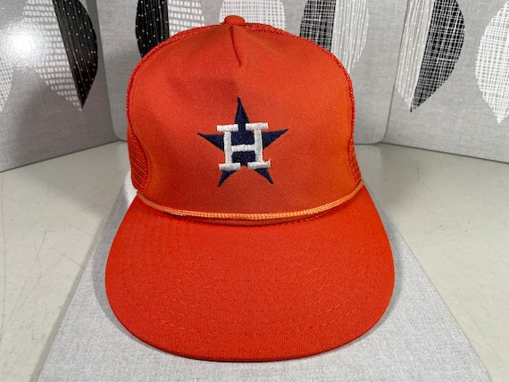 Vintage Houston Astros Hat Orange Blue Star Deadstock Twins Snapback Trucker 80's