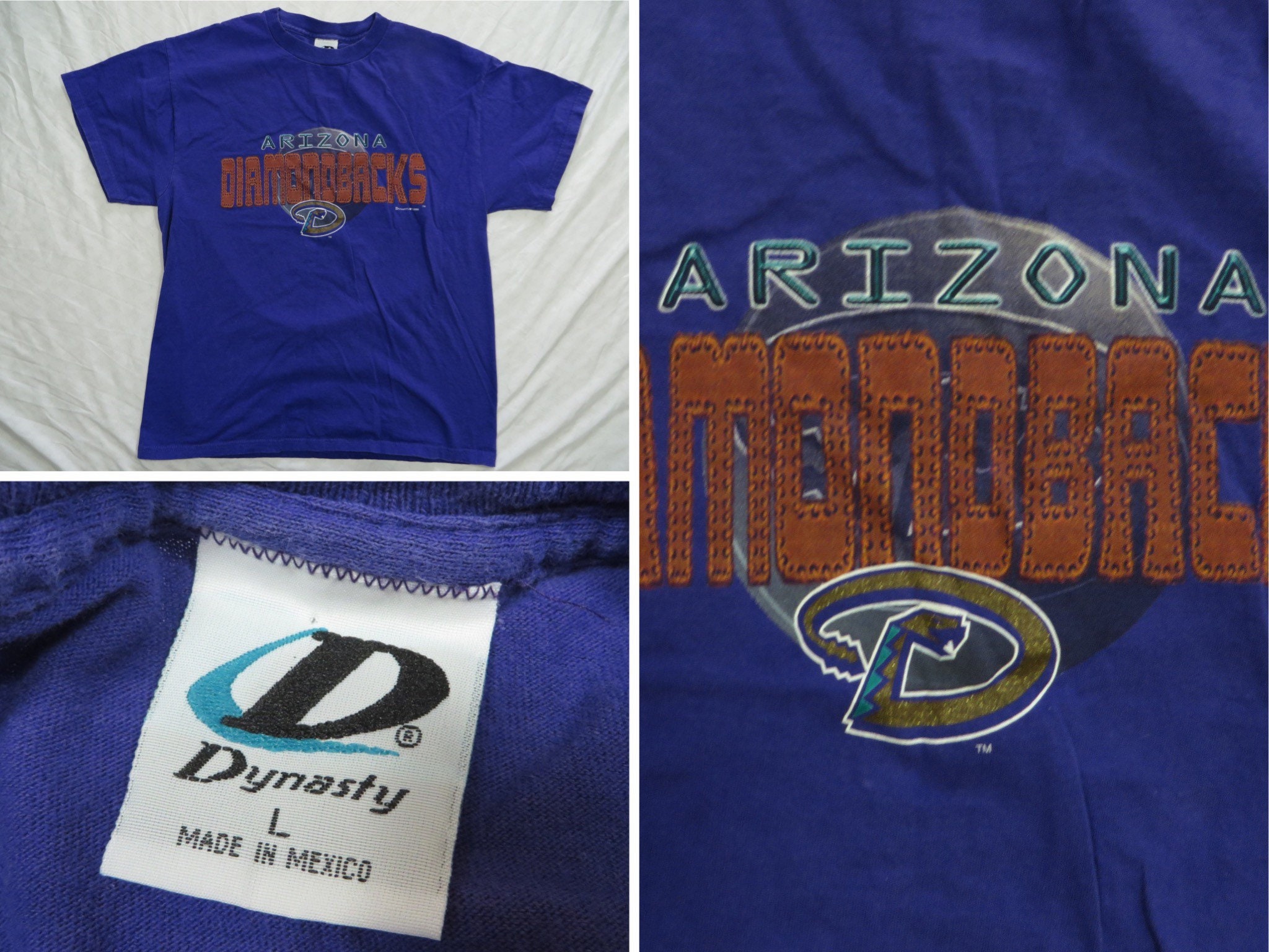 Vintage Arizona Diamondbacks Tee Shirt Purple Gold Dynasty 