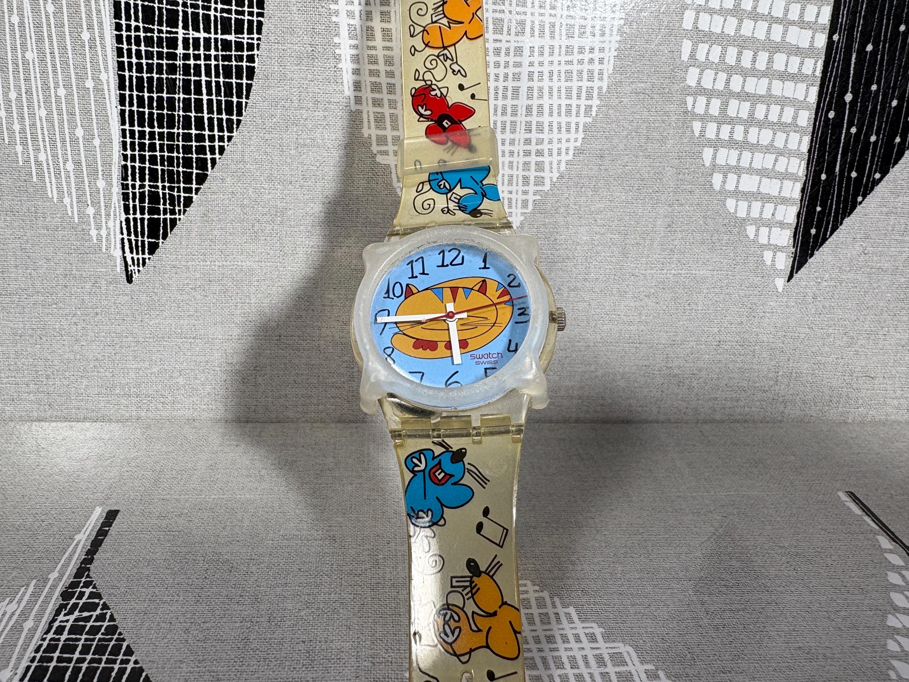 Rare Swatch Watch 2003 Original Gent Blue Cat Mouse YellowStrap GN209 Swiss Made $_57.JPG?set_id=8800005007 main image 3