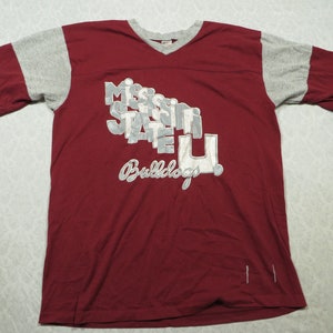 Vintage Mississippi State Tee Shirt Red Grey Collegiate Pacific 80’s Men’s Large Made in USA