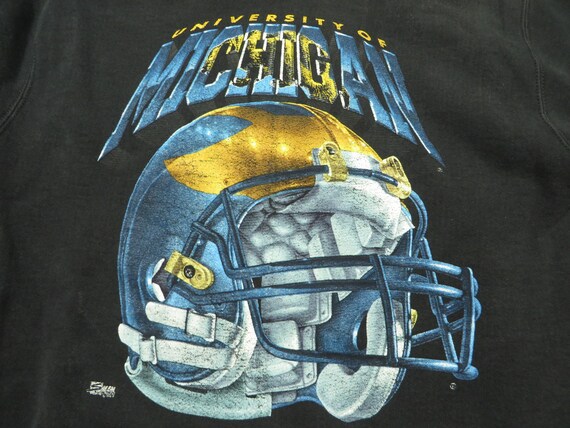 Vintage Michigan Sweatshirt Football Black Salem … - image 3