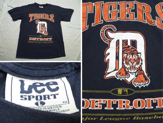 Vintage Detroit Tigers Tee Shirt Blue Lee Baseball 90's 