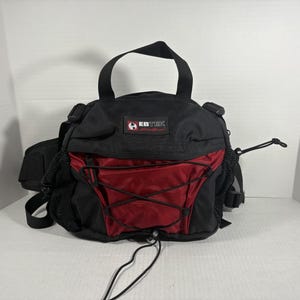 Vintage Eddie Bauer Fanny Pack EB Tek Red Black Waist Lumbar Hiking Bag 90’s