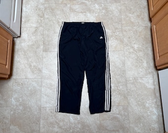 Vintage Adidas Pants Track Stripe Y2K Blue White 2000's Men's XL