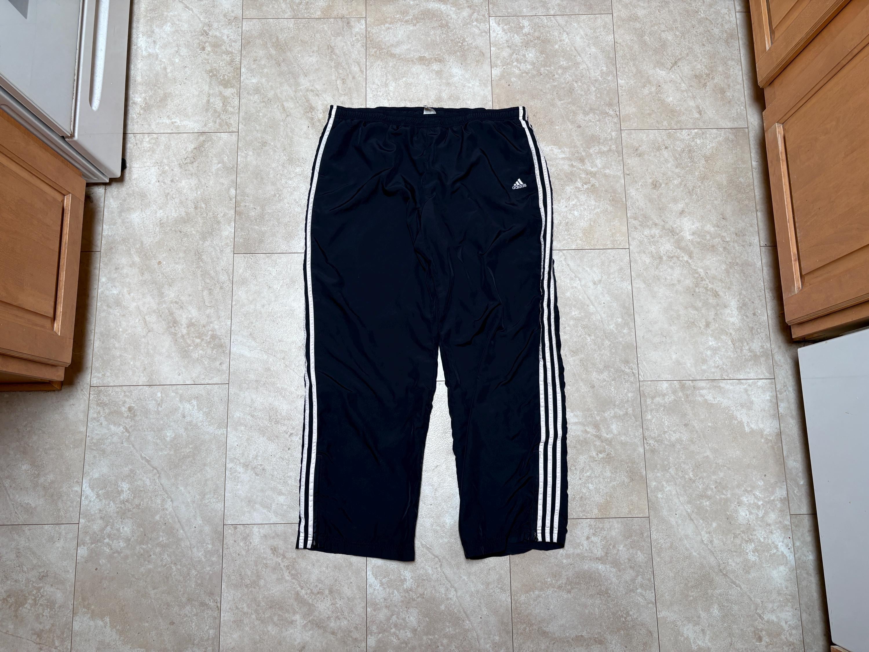 Vintage Adidas Pants Track Stripe Y2K Blue White 2000's Men's XL