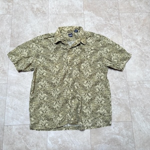 Vintage Gap Shirt Green Print Button Down Short Sleeve 90&#39;s Men&#39;s XL