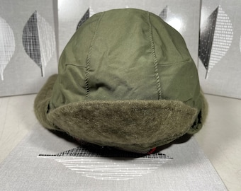 vintage Cap Isolant Casque Liner 60's Military Flyers Winter Trapper Cap Vert Olive Drab Wool 7 1/4 Made in USA