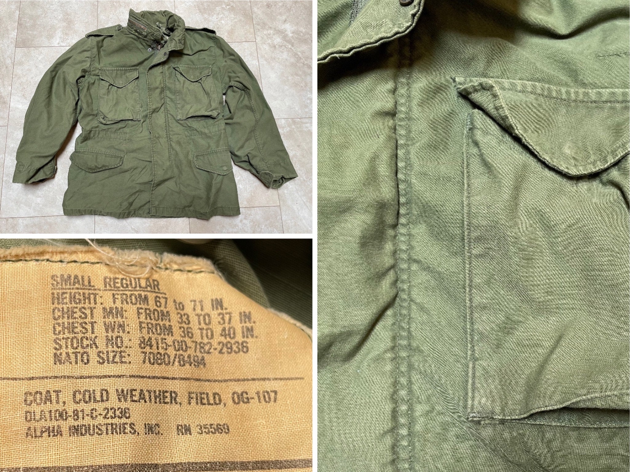 Vintage M65 Field Coat Green Military Issue Alpha Industries 80s Small  Regular Made in USA - Etsy