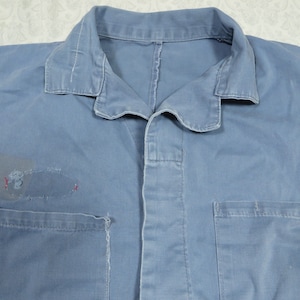Vintage Mechanics Coat Blue Lab Distressed Work Wear 80&#39;s Men&#39;s XL
