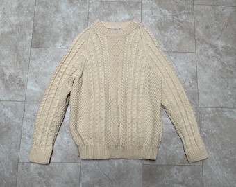Vintage Avoca Wool Fisherman Knit Sweater - Made in Ireland