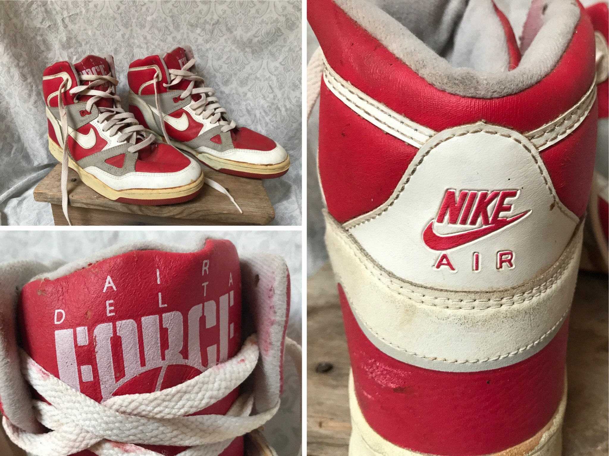 Vintage Nike Delta Force Sneakers High Tops Red -