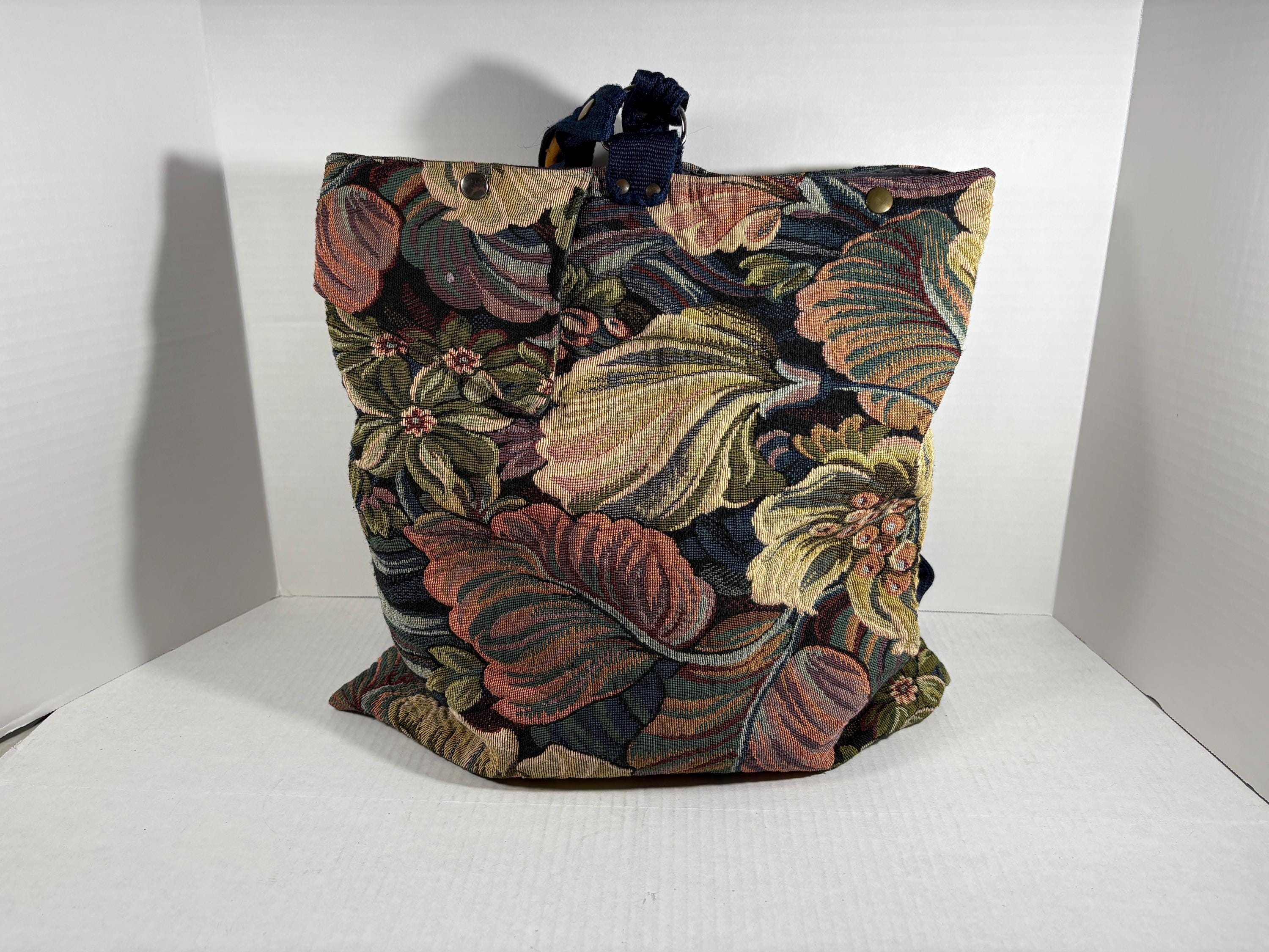Carogi 90’s Brocade Backpack Vintage Carogi Backpack Brocade Floral Print Brocade Tote  main image 4