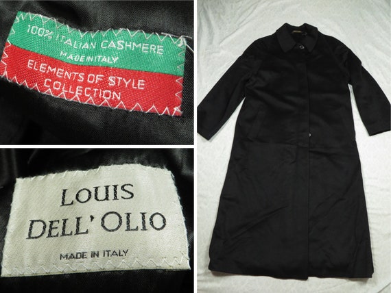 Vintage Cashmere Overcoat Black Louis Dell Olio T… - image 1