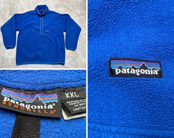 Vintage Patagonia Fleece Synchilla Blue Pullover Kangaroo Pocket y2k 2000’s Men’s XXL