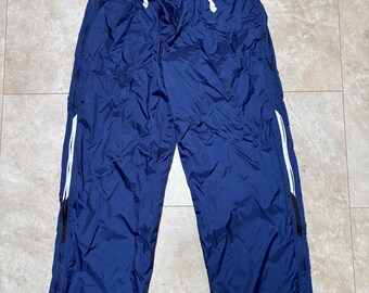 Vintage Nike Pants Blue Nylon Wind Wide Leg Y2K 2000's Men's Large